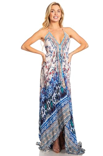 Image of Sakkas Lizi 2025 Womens Maxi High-Low Halter Handkerchief Long Dress Beach Party