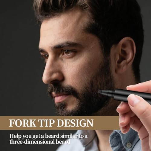 Bartfüller Stift, Bartfüllerstift mit Bartbürste, Effektive Verbessern Gesichtshaar Bartstift für Schnurrbart & Augenbrauen(Dunkelbraun)