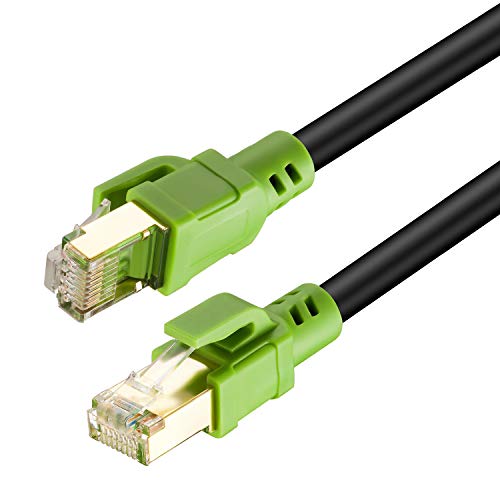 Outdoor Cat8 Ethernet Cable 20 Feet, Heavy Duty High Speed 26AWG Cat8 Internet LAN Network Cable 40Gbps, 2000Mhz SSTP LAN Cables with Gold Plated RJ45 Connector for Router, Modem, Gaming, Xbox
