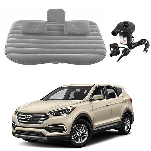 Image of Oshotto Multifunctional Car Travel Bed Mattress with Two Air Pillows, Car Air Pump Compatible with Hyundai Santa Fe (Grey)