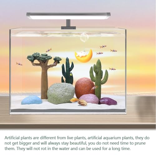 Image of 2Pcs Reptile Cactus Plants Terrarium Decoration Faux Reptile Terrarium Cactus Plant Landscape Decoration for Turtle Lizard