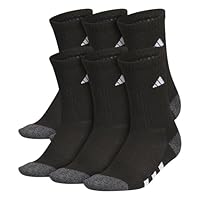 adidas Unisex Youth Athletic Cushioned 6-Pack, Crew Socks Kids for Sports, Durable & Breathable, Black/Onix Grey/White, L