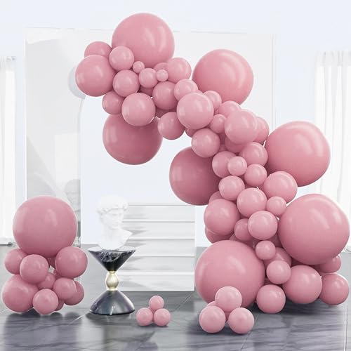 Image of PartyWoo Mauve Balloons 100pcs Different Sizes of 18 12 10 5 Inch Dusty Pink Rose Boho Netural Balloon Arch Kit Garland for Baby Shower Bridal Shower Wedding Girl Birthday Party Decorations Pink-F30
