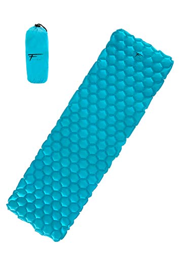 Fitem Luchtmatras voor 1 plek voor kamperen, wandelen, strand, buitenshuis, ultralicht (500 g) en ergonomisch, 190 x 60 x 5 cm, snel opblazen.