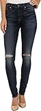7 For All Mankind Women's Mid Rise Skinny Jean with Knee Holes