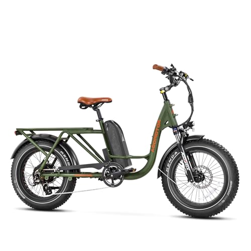 ADDMOTOR GAROOTAN M-81 Electric Bike for Adults, 48V 20AH Removable Battery UL2849 Certified, 750W Rear Gear Motor with 20"x4" Fat Tire Ebike, Long-Tail Cargo Electric Bicycle (Olive)