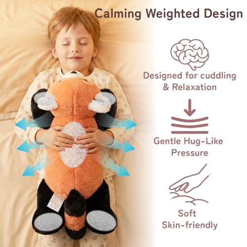 Image of Niuniu Daddy Red Panda Weighted Stuffed Animals, 20 Inch 3.3 lbs Weighted Plushies, Heavy Calming Body Pillow for Sleeping, Sensory Lying Lap Pad Toy Huggable Gift for Kids and Adults