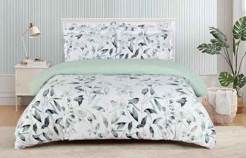 Majestic Giftware Madison Linen 4 Pcs Full Size Duvet Bedding Set (BL505-F-4pcs) Bamboo Bliss 300 TC Cotton Sateen Durable & Washable | 1 Fitted Sheet, 1 Duvet, 2 Pillowcases - Ritz Collection
