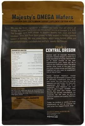 Majesty's Omega Wafers - Superior Horse / Equine Skin, Coat, And Immune Support Supplement - Omega 3, 6, 9, And Biotin - 60 Count (2 Month Supply) #TOP1
