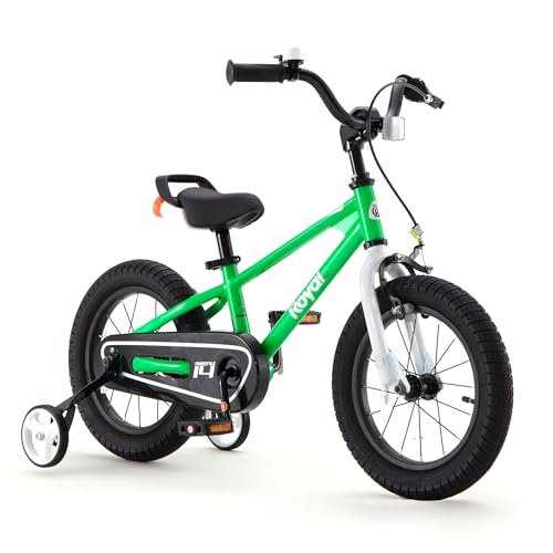 RoyalBaby Freestyle Toddlers Kids Bike 12 Inch Childrens Learning Bicycle with Training Wheels Boys Girls Beginners Ages 3-4 Years, Green