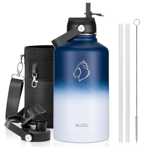 BUZIO Vacuum Insulated Stainless Steel Water Bottle 64oz (Cold for 48 Hrs/Hot for 24 Hrs) BPA Free Double Wall Travel Mug/Flask for Outdoor Sports Hiking, Cycling, Cam,Camping, Running, Tuxedo