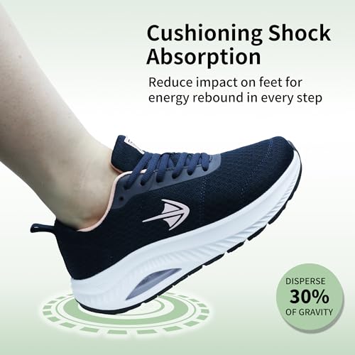 Image of Womens Wide Toe Box Walking Shoes with Arch Support Tennis Orthotic Sneakers Wide Width Shoes for Plantar Fasciitis Pain Relief BluePink US 7.5