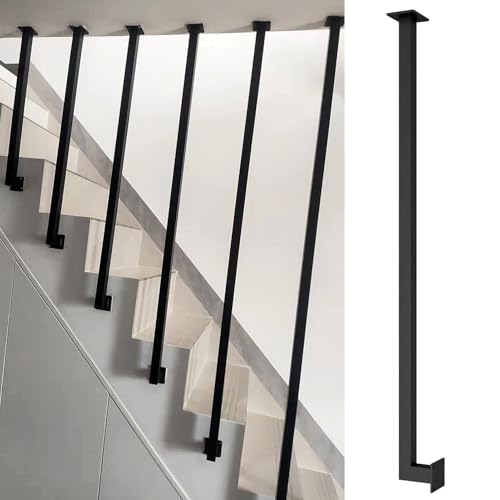 Tubo cuadrado negro de 150 cm para barandillas de escalera con acabado de alta resistencia