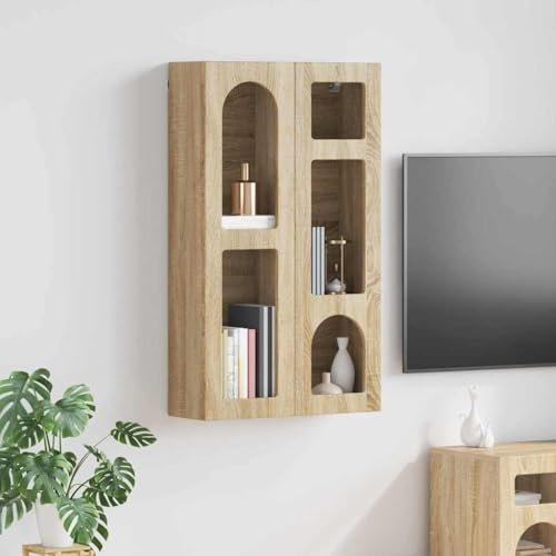 Mokuyary Armario colgante de roble Sonoma 59 x 20 x 100 cm de material de madera para baño, armario de cocina colgante para dormitorio, salón, cocina