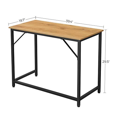 VASAGLE 39-Inch Computer Writing Desk, Home Office Small Study Workstation, Industrial Style PC Laptop Table, Steel Frame, 39.4, Honey Brown + Black - Thumbnail 6