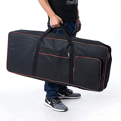 Portable 61 Key Keyboard Gig Bags, Durable Key Keyboard Piano Case 600D Oxford Clothes With10Mm Cotton Case Gig Bag, Electric Piano Keyboard Case 40.1"X15.7"X4.7" Black+Red #TOP4