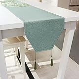 Fácil de limpiar: revestimiento impermeable añadido a la superficie del camino de mesa, el agua se impregna en la parte superior de la tela, resistente al agua y a todo tipo de líquidos, fácil de limpiar.