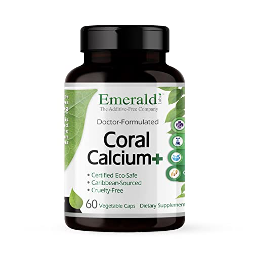 Emerald Labs Coral Calcium+ - Highly Ionizable and Eco Safe Coral Calcium for Micronutrient and Mineral Support - 60 Vegetable Capsules