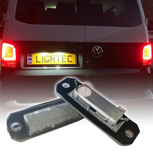 LightecUK 2x LED Number Plate Lights White 18 SMD Canbus Error Free Waterproof Rear Lamps for VW Caddy Transporter T5 T5.1 T6 T6.1 | Quality UK Brand