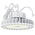 HYPERLITE High Bay Led Lights 200W 28,000LM(140lm/w) 4000K CRI>80 1-10V Dimmable UL Listed Hanging Hook Safe 5' Cable with 110V Plug UFO High Bay Light for Shopping Mall Warehouse