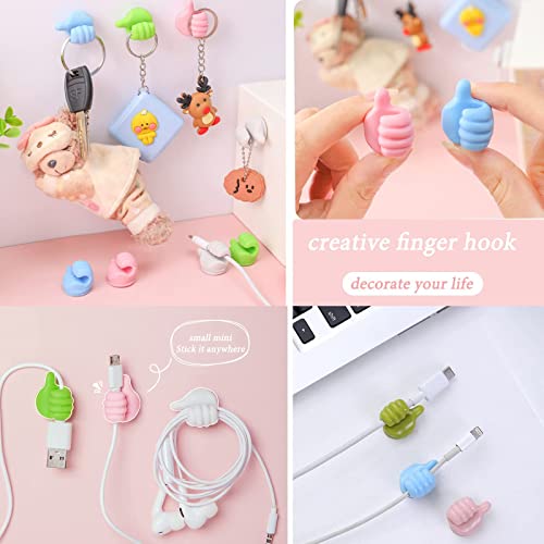 Image of RELAYWARE'S Creative Silicone Thumb Wall Hook, Multifunction Self Adhesive Cable Clip, Cable Organizer Clips Key Hanger, No Punching Nails-Free Utility Hooks Desk Wire Management, Multicolor (5)