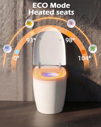 Image of TOTTE Smart Toilet with Bidet Built-in, Automatic Lid, Heated Seat & Dryer, ADA Comfort Height Bidet Toilet, Foam Shield, Night Light, Instant Warm Water, Built-in Aroma System for Modern