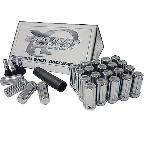 Image of Pro Comp Wheels 11184B Lug Nut Kit 1 /2 Spline 25 Lugs w /Spare /Valve Stem Black Lug Nut Kit