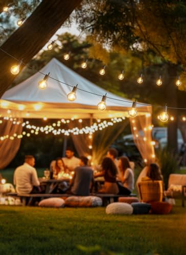 image for Brightown LED Outdoor String Light, 100 Feet Patio Lights with 52 Edis