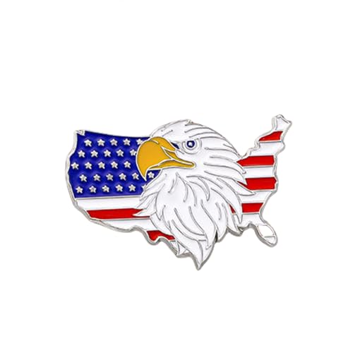 Image of USA Flag Brooch Pin for Women American Flag Brooches 4th of July Patriotic Red White Blue USA Flag Lapel Pin American Patriotic Medal Brooches Dress Accessories for Independence Day