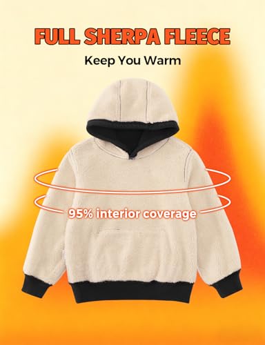Spring&Gege Boys Girls Fleece Sherpa Lined Hoodie Kids Winter Warm Pullover Hooded Sweatshirts3