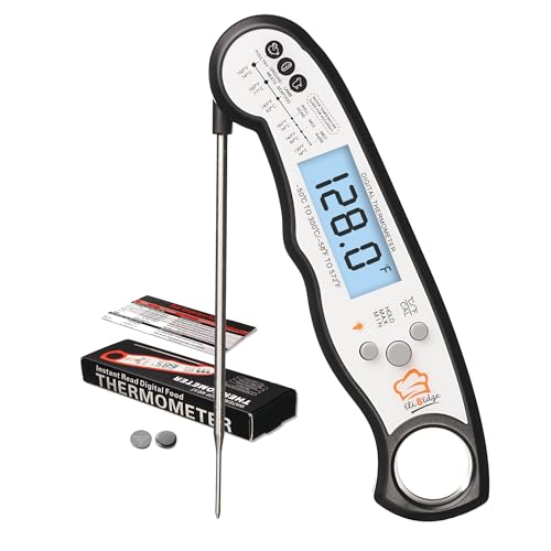 2024 Instant Read Thermometer for Grill and Cooking. Completely Waterproof Accurate Thermometer with New Backlight & Calibration. Digital Food Probe for Kitchen, Grilling BBQ Specialist (Black)