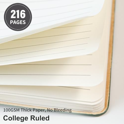 Image of TSFPapier Lined Journal Notebook for Work College Ruled Note Book 5.79 inchx8.27 inch A5 PU Leather Daily Journaling 216 Pages for Women Men Writing Home School Supplies Business (Dark Gray)