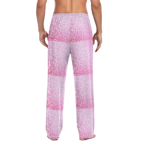 Pink Sparkling Glitter Printing Men's Pajama Pants Soft Lounge Lightweight with Drawstring and Pockets2