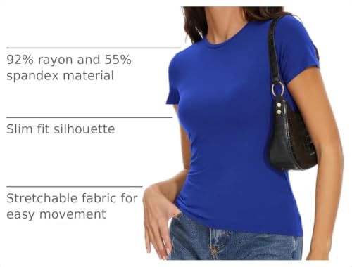 Image of Womens Basic Tees Summer Short Sleeve Shirts Tight T Shirt Going Out Tops