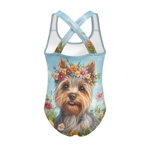 Image of One Piece Swimsuit Girls Cross-Back Bathing Suit 5-14Y Kids Swimwear Cute Swimsuits Sleeveless Bathing Suits