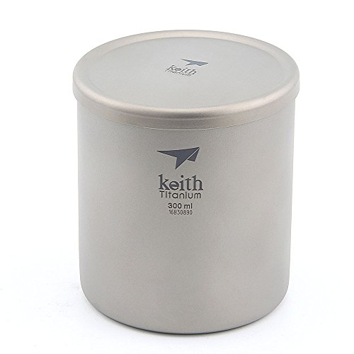Keith 220ml/600ml Titanium Mug Vacuum Cup Double Walled Ultralight Titanium Mugs Cups Lightweight Portable Camping Hiking (Ti3302-300ml)