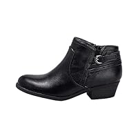 Kassie Daniela Girls Ankle Booties with Side Zipper and Decorative Buckle – Youth Sizes 11 to 5 – Stylish Low Heel Dress Boots for Kids and Preteens - RICO