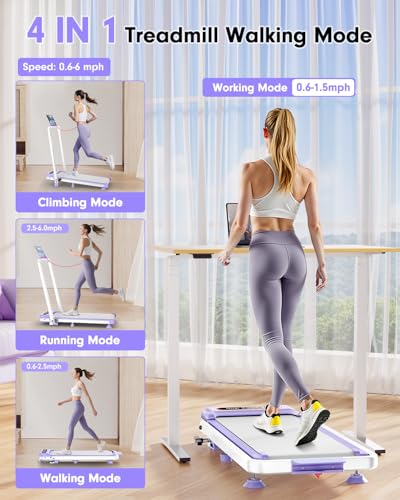 Image of Walking Pad with 10% Incline & Handle Bar, Low Noise Walking Pad Treadmill for Home Small, Upgrade 3.5HP Treadmill with Incline, 4 in 1 Portable Compact Walking Pad with Incline /APP 350lbs
