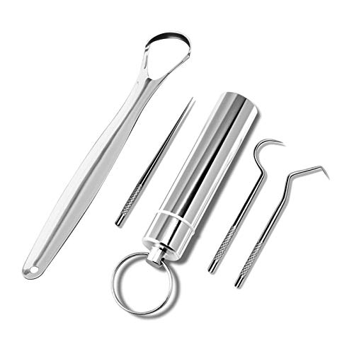 Tongue Scraper & Toothpick Set Reduce Bad Breath Clean Teeth Stainless Steel Tongue & Teeth Cleaners Oral Care Kit Fresher Breath in Seconds