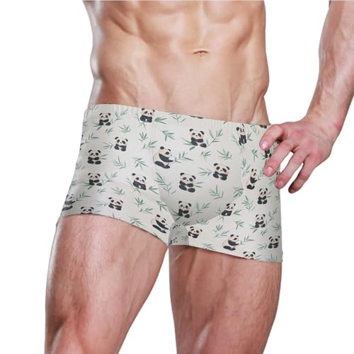 Cute Panda Mens Swim Trunk Swimwear Bathing Suit Swim Brief Square Leg Board Short S B04042073