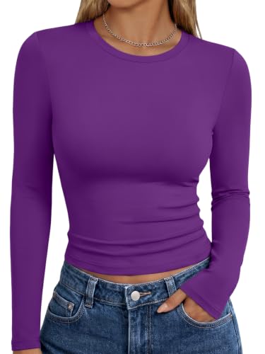 Image of Trendy Queen Womens Long Sleeve T Shirts Fall Fashion Basic Y2K Tops 2026