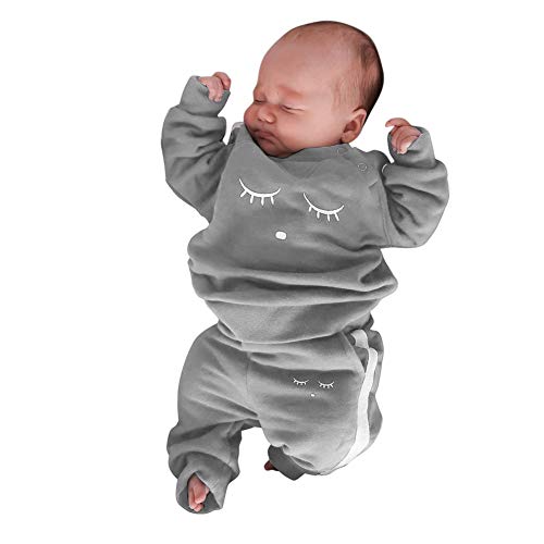 rrhss Unisex Baby Clothes Outfit Infant Boys Girls Crew Neck Long Sleeve Sweatshirt and Drawstring Pant Sets Gray