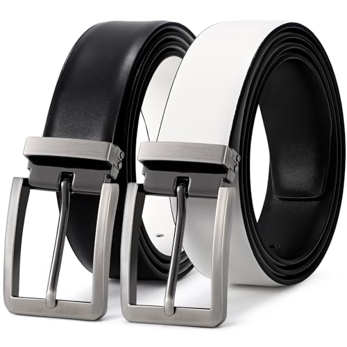 Mens Belt Reversible Leather Belt Casual Dress Belts 1.35