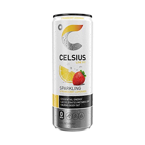 Celsius Sparkling Strawberry Lemonade, Functional Essential Energy Drink, 12 Fl Oz (Pack Of 24) #TOP4