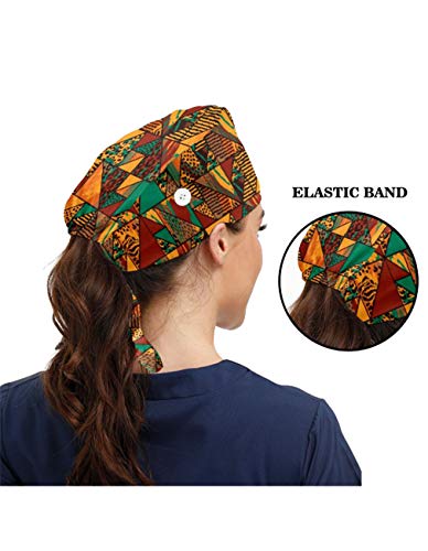 Zdzdy Fashion Working Caps With Buttons Adjustable Sweatband Tie Back Working Hats For Women Men(Geometry-Yellow) #TOP2