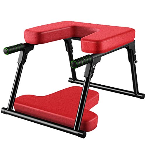Inversion Equipment Multifunctional Back Inversion Equipment, Foldable Yoga Handstand Chair, Home Mute Fitness Ideal Chair, Load Bearing 200 KG (Color : Red, Size : 45 * 52 * 36cm)