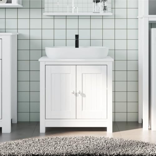 Gabinete para lavabo de baño 23.6"x13.4"x23.2" de madera maciza de pino con almacenamiento