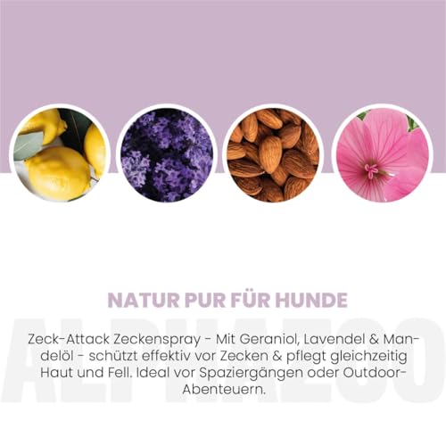 alphazoo Zeck-Attack Anti Zecken Spray für Hunde 250ml I Natürliches Mittel gegen Zecken mit Sofortwirkung I Langzeit Zecken Schutz