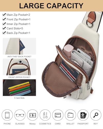 09 Beige with Brown Sling Bag + Beige with Brown Small Crossbody Bags for women3