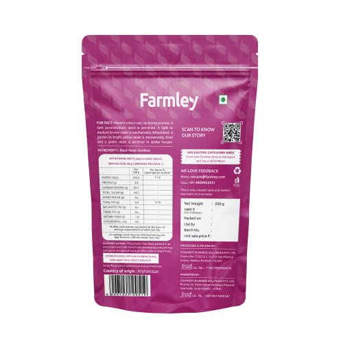 Image of Farmley Raisins Seedless I 200g,I Kishmish, Dry Fruits Source Of Potassium + Farmley Black Raisins Seedless I 200 gram I Kishmish, Dry Fruits Source Of Potassium,